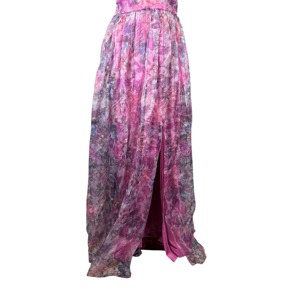 Lulus Purple Floral Maxi Dress V-Neck Sleeveless Chiffon Formal Gown Size M - Picture 8 of 10